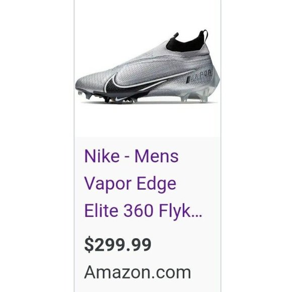 Sz16 / Nike Men\'s /  Platinum Grey Vapor Edge Elite 360 Flyknit Football Cleat main image 10